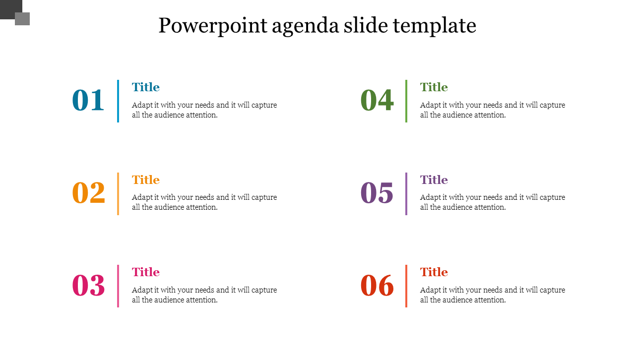 Stunning PowerPoint agenda slide template Presentation